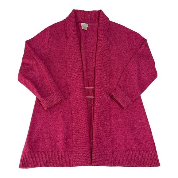 L.L. Bean Cardigan Women’s XL Pink Open Front Cotton Sweater 272821 - Picture 1 of 15